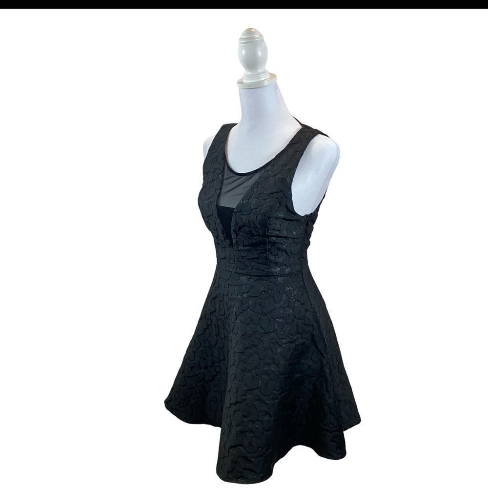 Homemade Black Fit and Flare V Neck and Back‎ Midi Length Party Dress Size 2